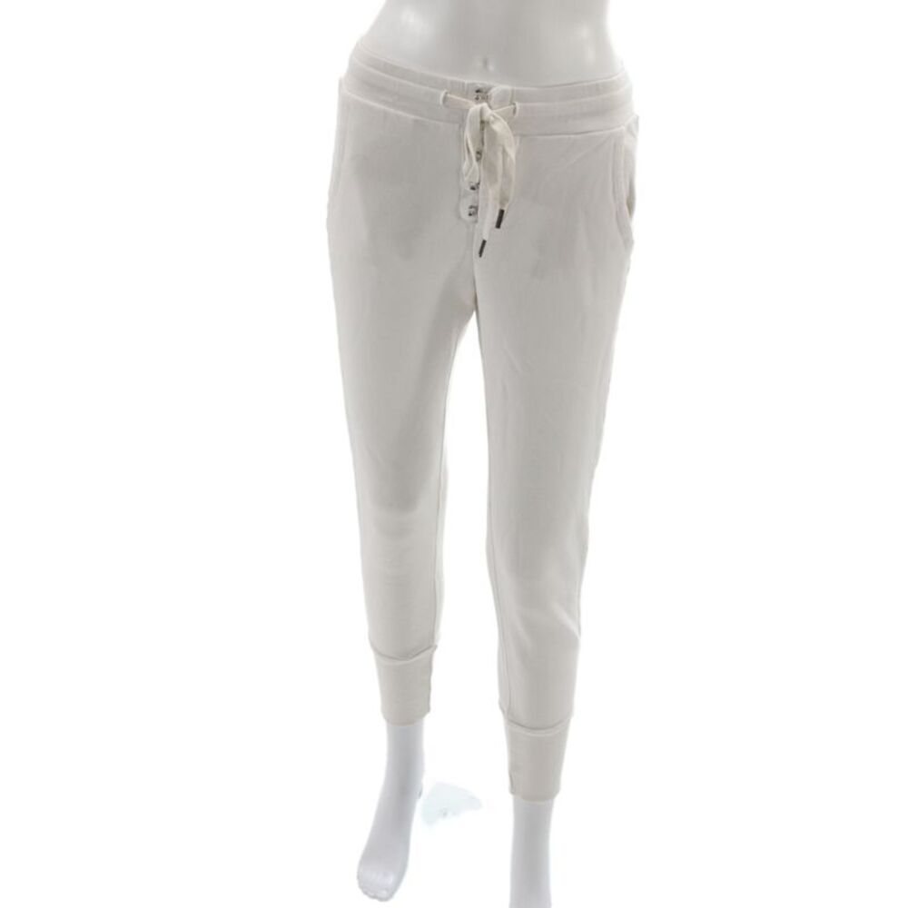 NSF Womens Jogger Sweatpants White Cotton Drawstring Petite Size XS